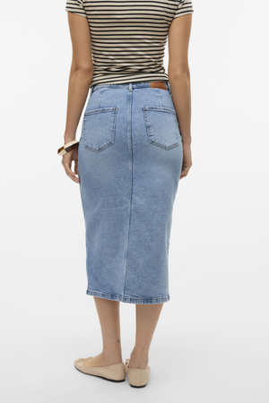 Natalie Midi Jupe - Denim bleu clair