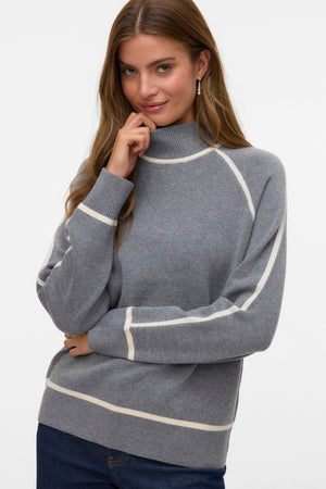 Gold Highneck Pullover - Medium Grey W. Birch