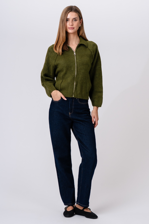 Fermeture éclair en tricot Selma - Kaki