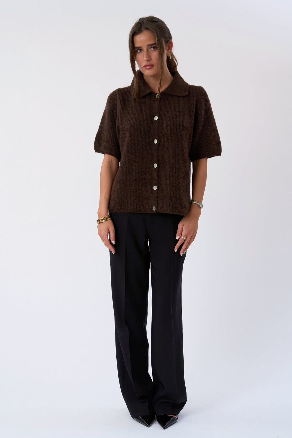 Alba Polo Knit - Chocolate