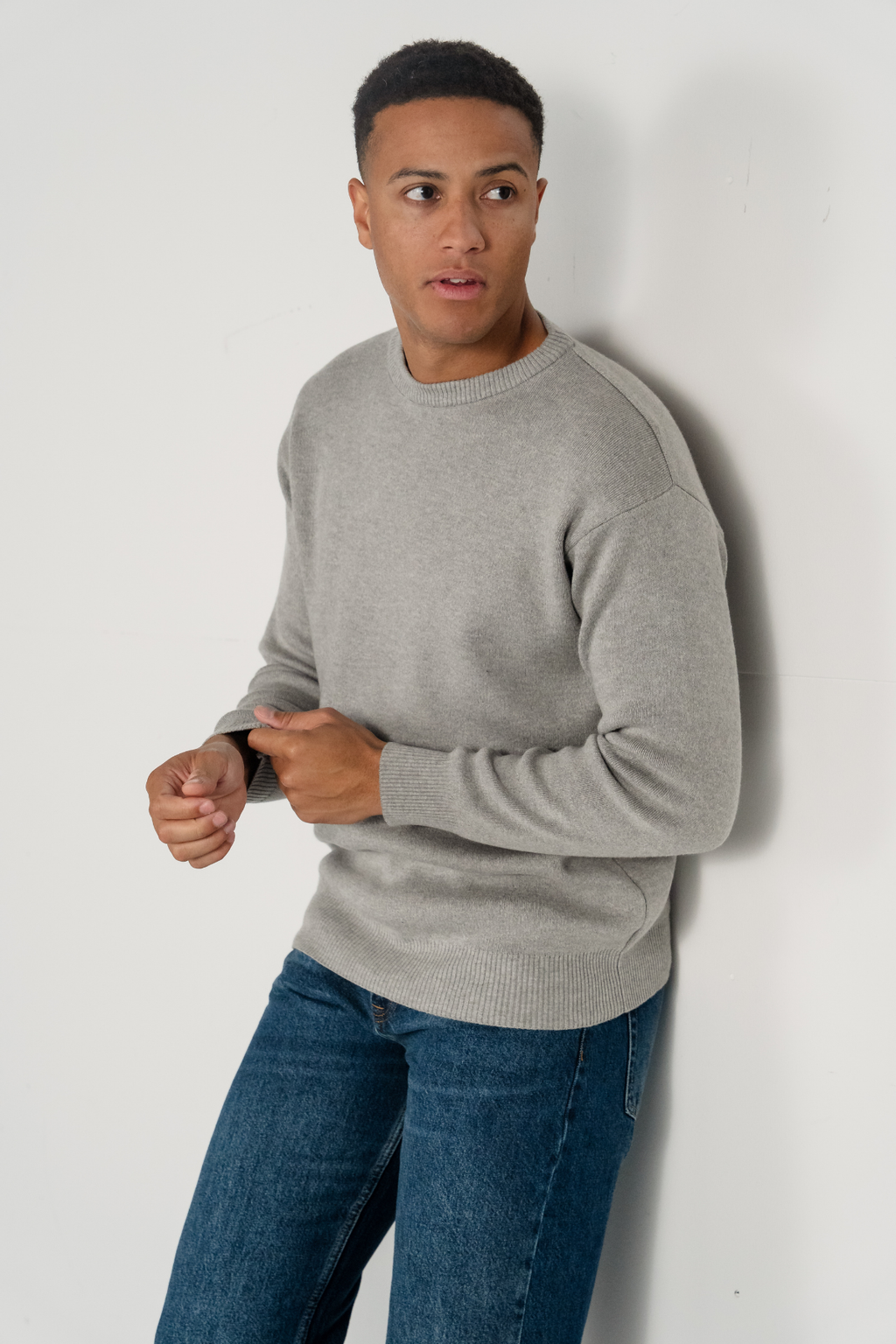 Pull en tricot à chariot d'équipage - gris clair