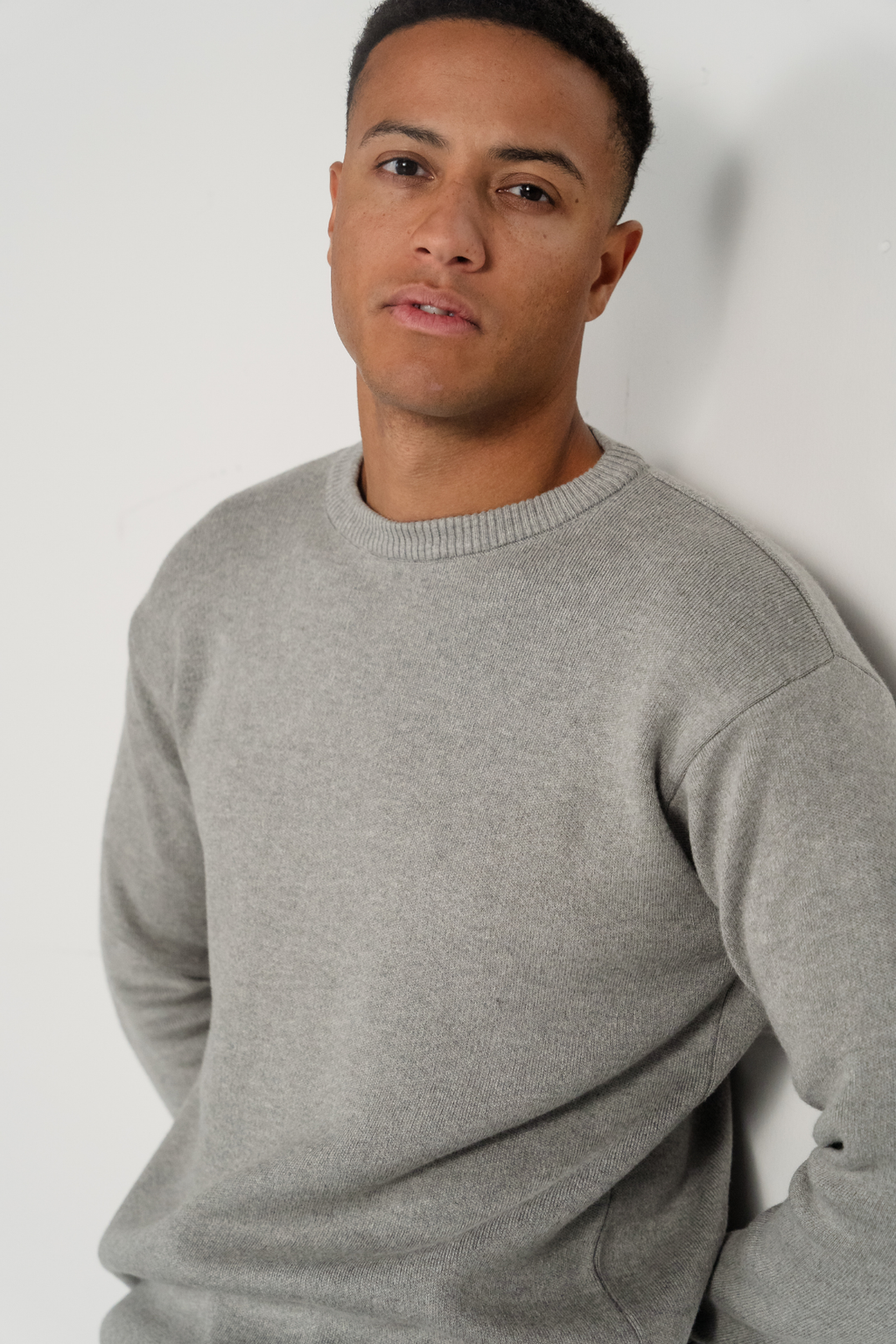 Pull en tricot à chariot d'équipage - gris clair