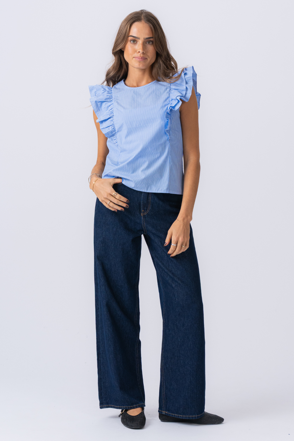 Aila Top - petit garçon bleu / blanc