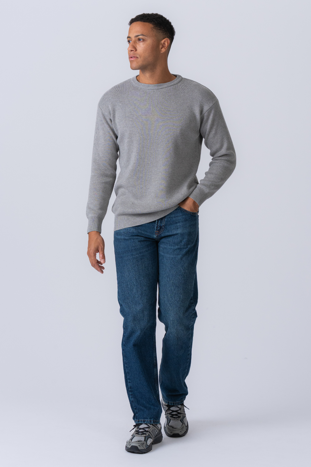 Pull en tricot à chariot d'équipage - gris clair