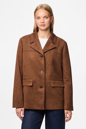 Rakel Brushed Outerwear Blazer - Downtown Brown