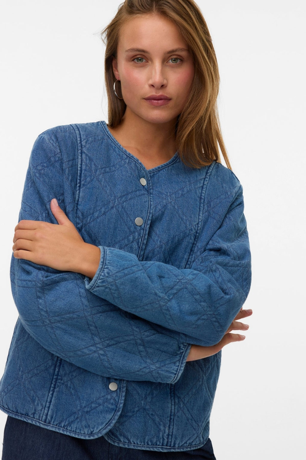 Era Quilted Jacket - Medium Blue Denim
