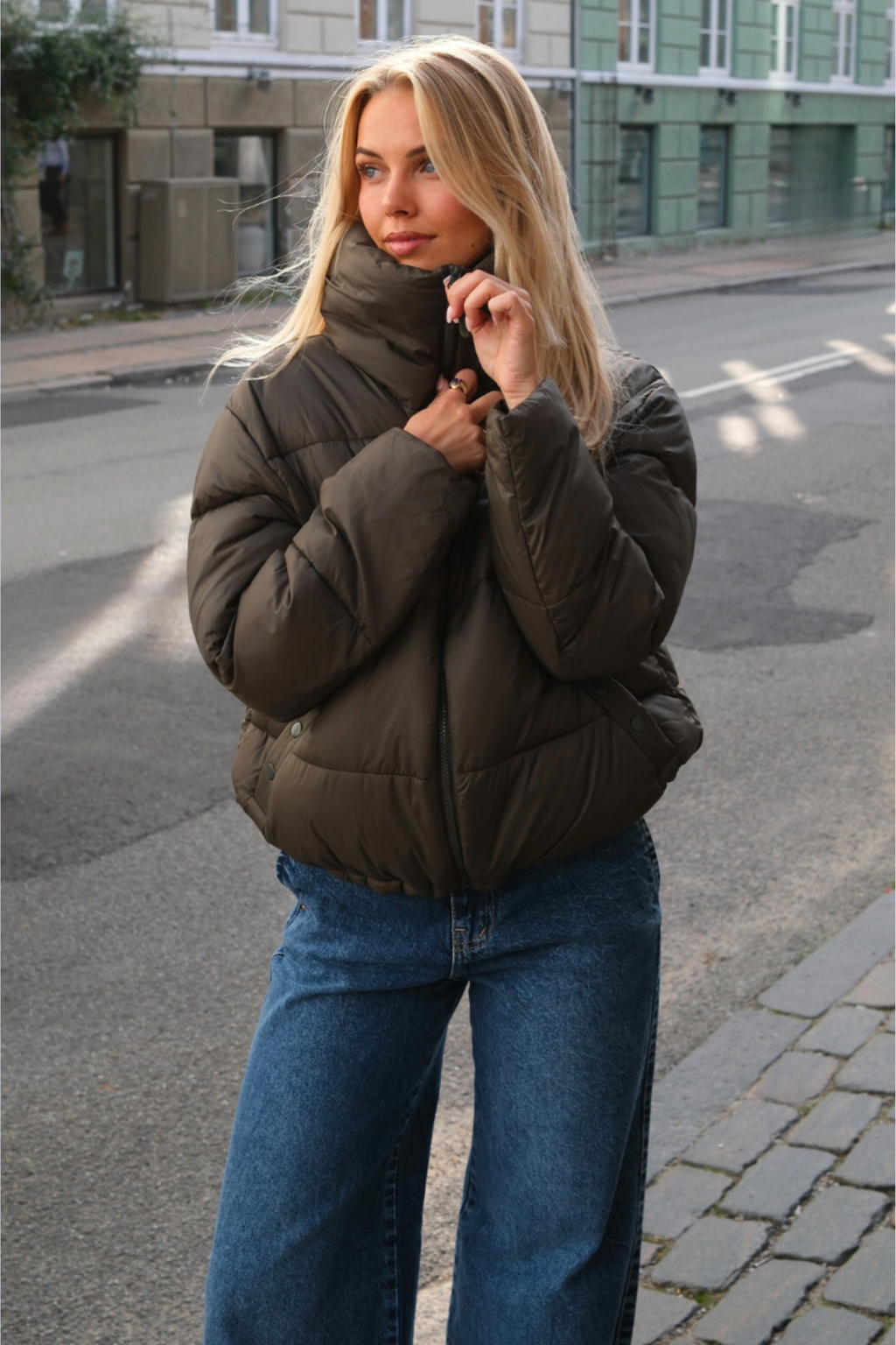 Veste bouffante courte - Olive