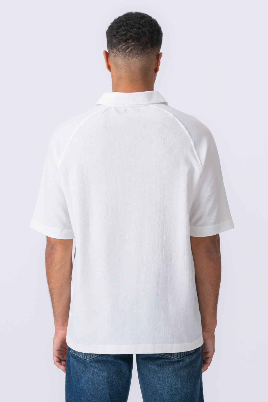 Enzo Short Sleeve Half Zip - White