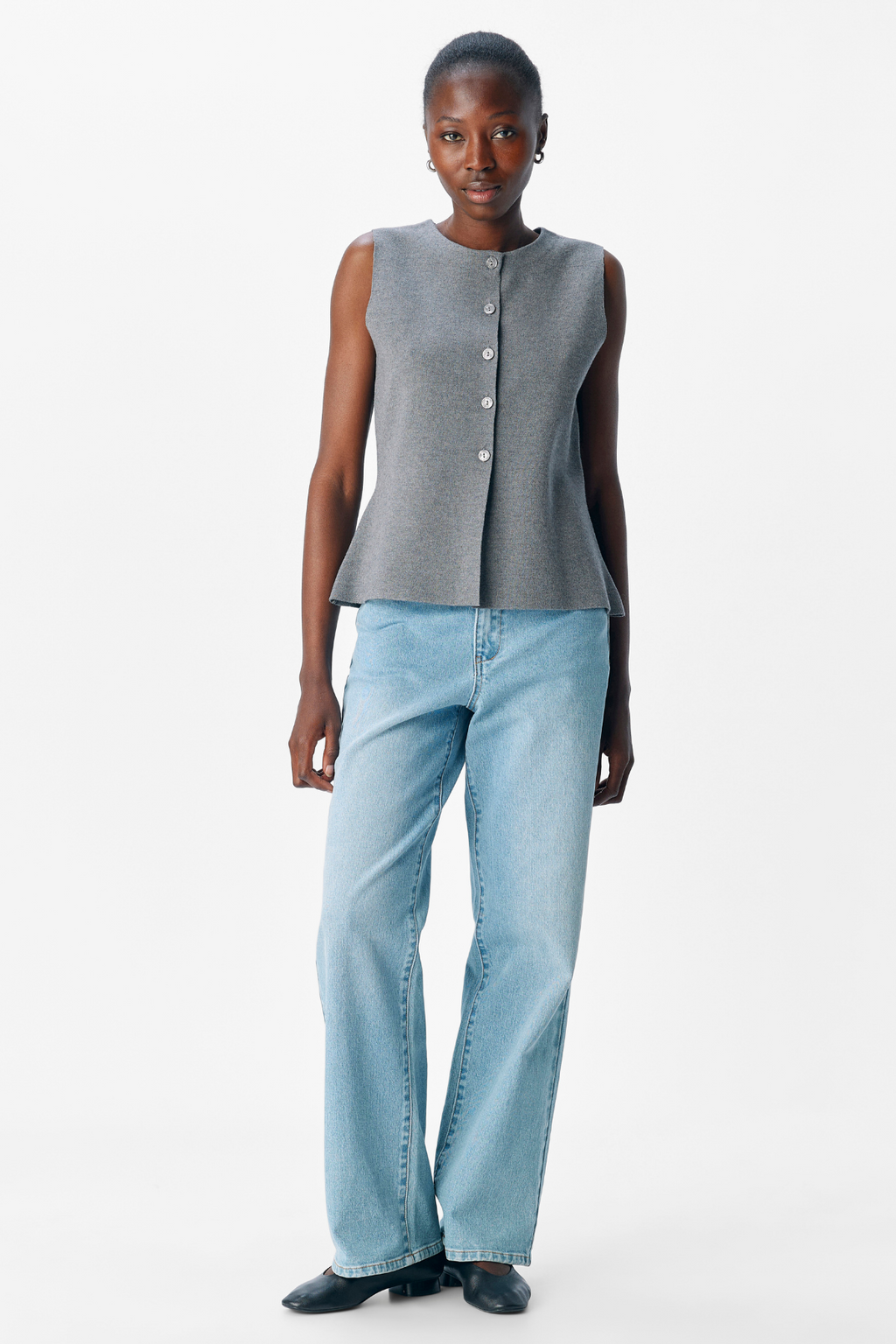 Reynard Knit Vest - Medium Grey Melange