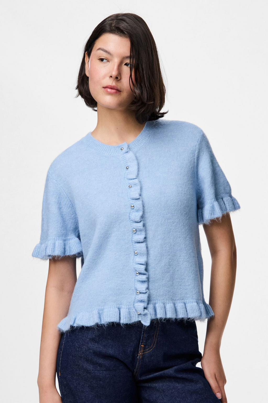 Cardigan en tricot de Frill Lydia - bleu en cachemire