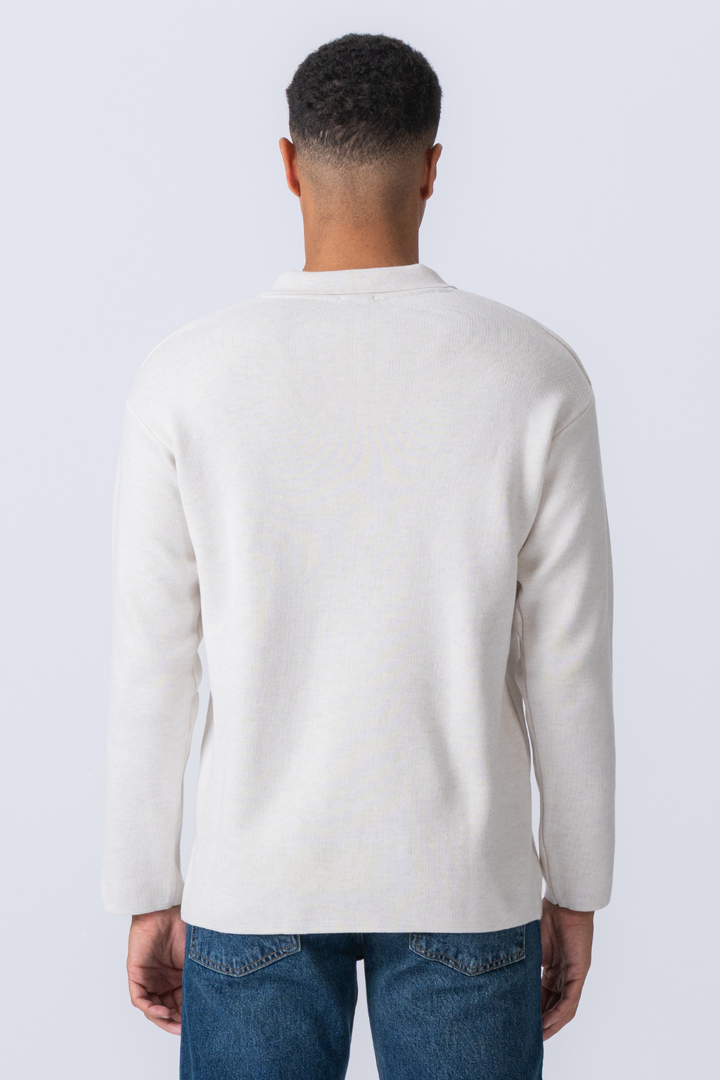 Polo à manches longues en tricot - blanc