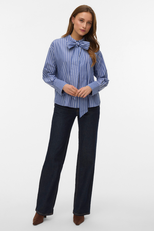 Islunn Bow Shirt - Dark Denim Snow White