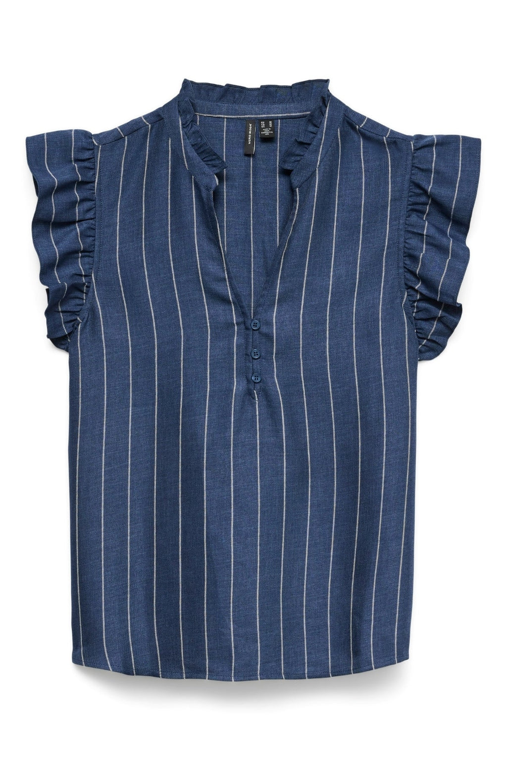Haut à col en V Odette - Denim foncé / Blanc