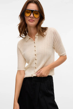 Cardigan en tricot 2/4 Panama - Bouleau