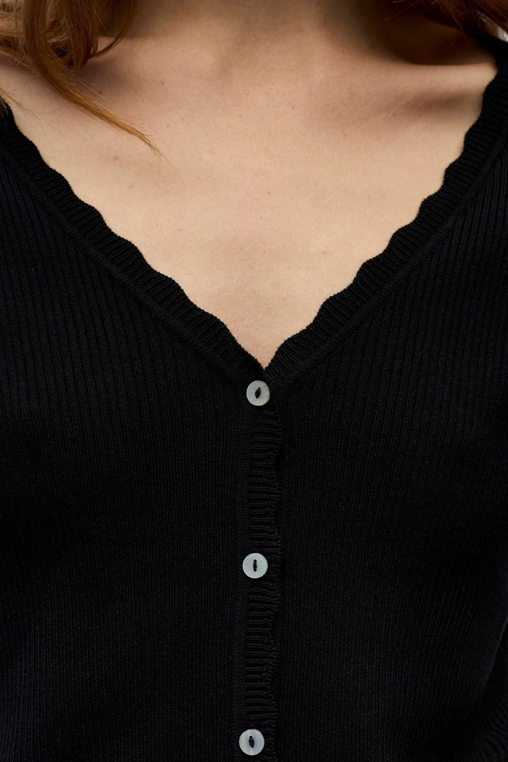 Cardigan Col V Kelly Re - Noir