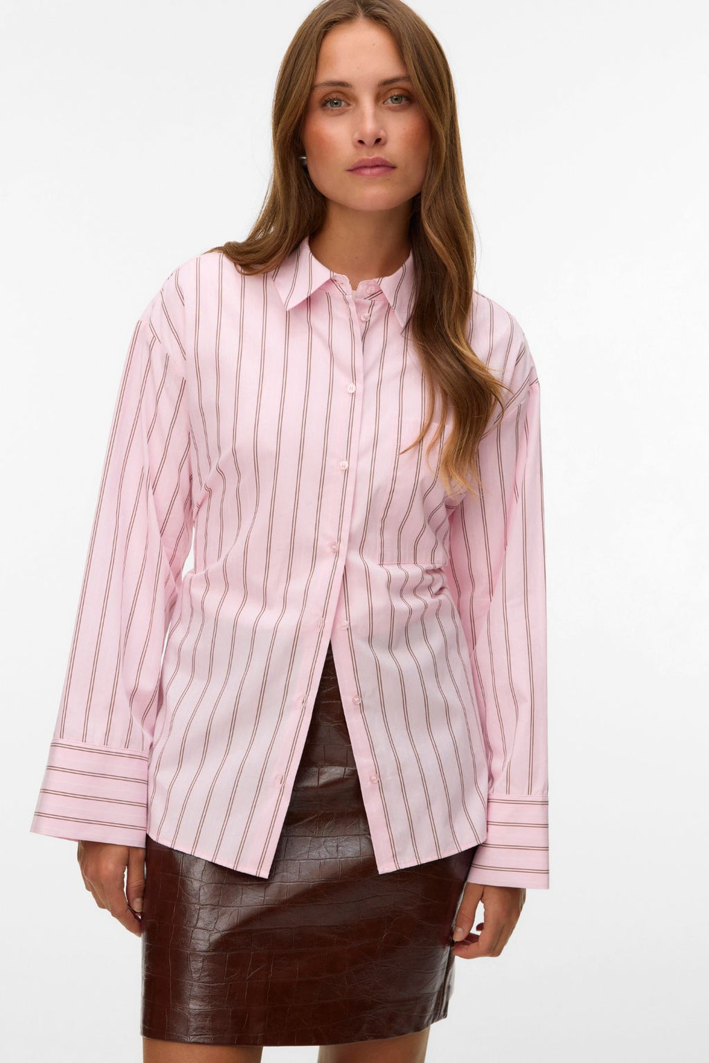 Chemise ceinture Gina - Rayures Pink-A-Boo : Marron cacao/blanc neige