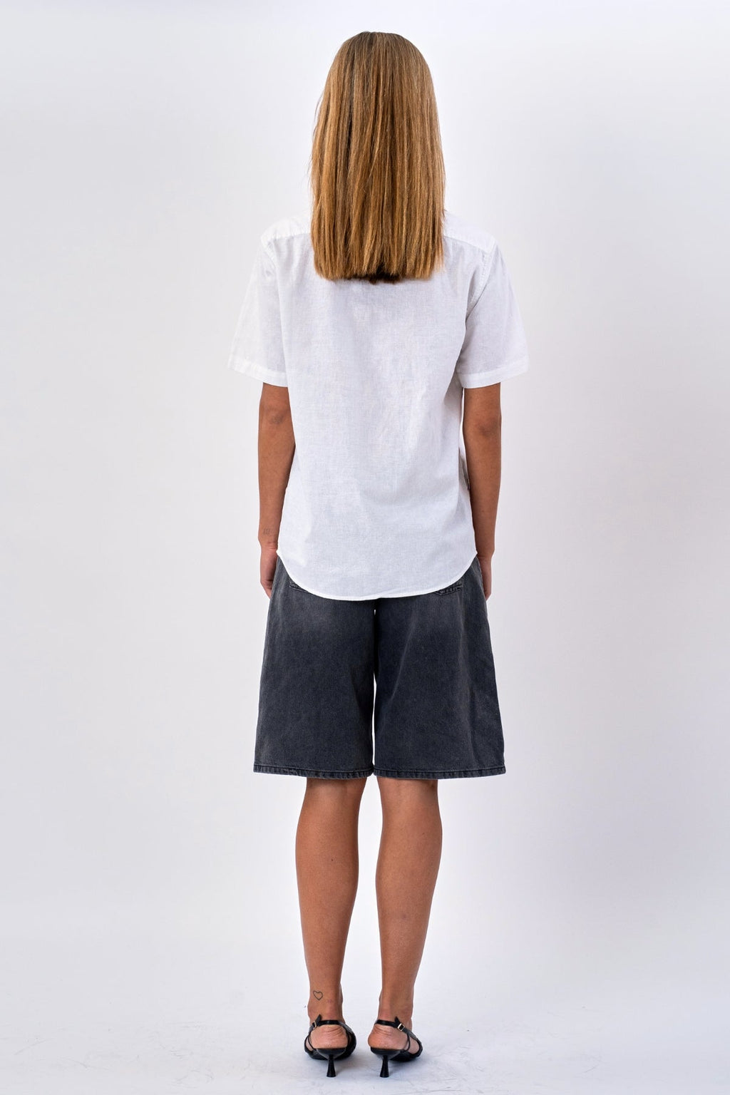 Chemise en lin à manches courtes - blanc