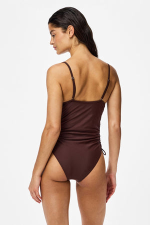 Baomi Ruching Swimsuit - Deep Mahogany