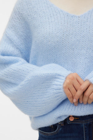 Pull à col en V Maybe 2way - Bleu Cachemire