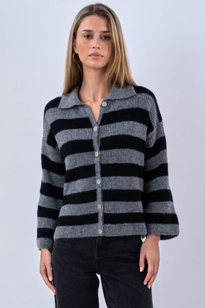 Josie Polo Knit - Gris/Noir