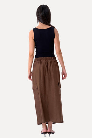 Linen Skirt - Brown