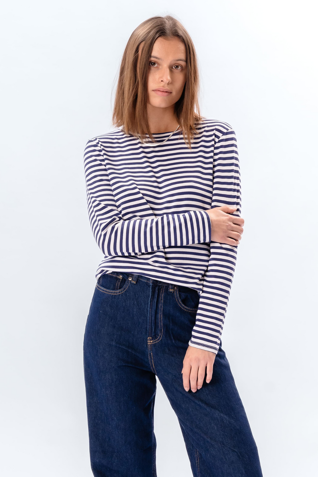 Stripped Long Sleeve Slim Fit - Blue