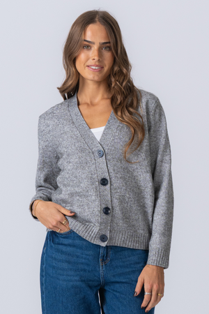 Cardigan tricoté - mélange gris clair