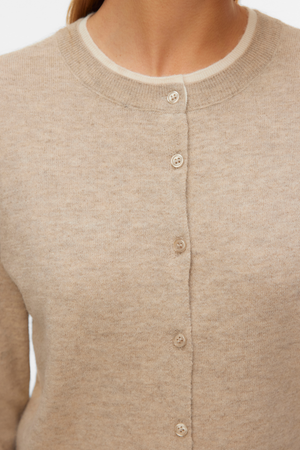 Magnifique cardigan à col rond - Silver Mink Melange w. Bouleau