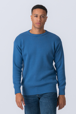 Pull en tricot à l'équipage - bleu