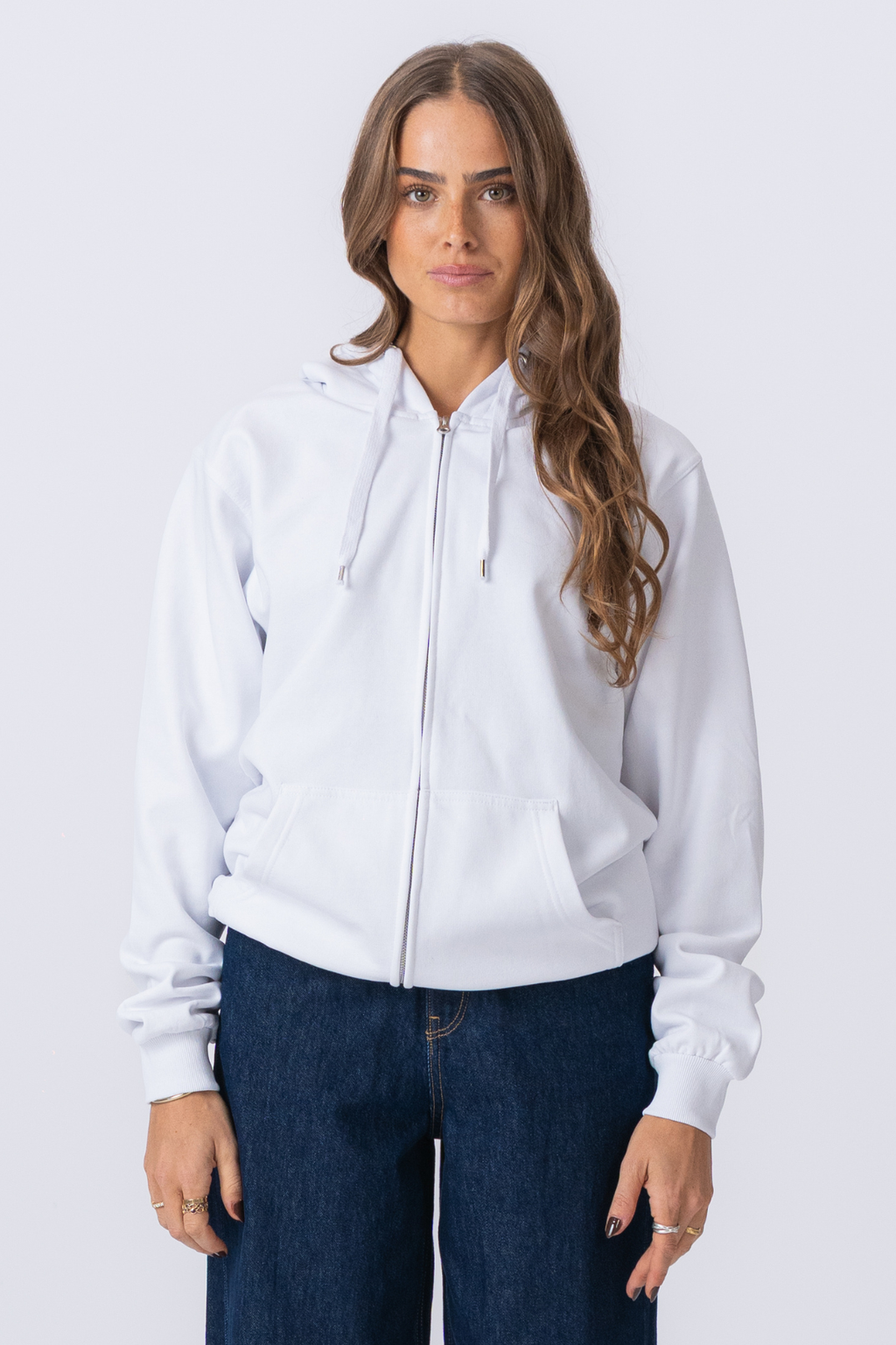 Basic Hoodie zip - blanc