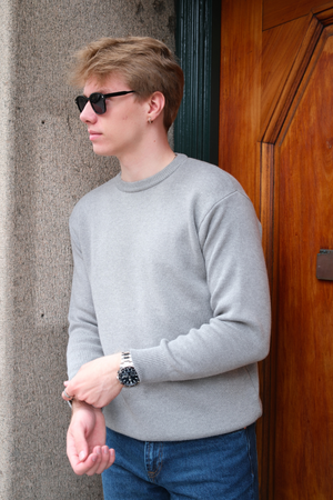 Pull en tricot à chariot d'équipage - gris clair