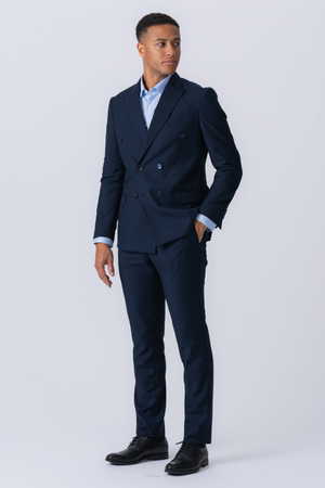 Premium Double-breasted Suit (Navy)