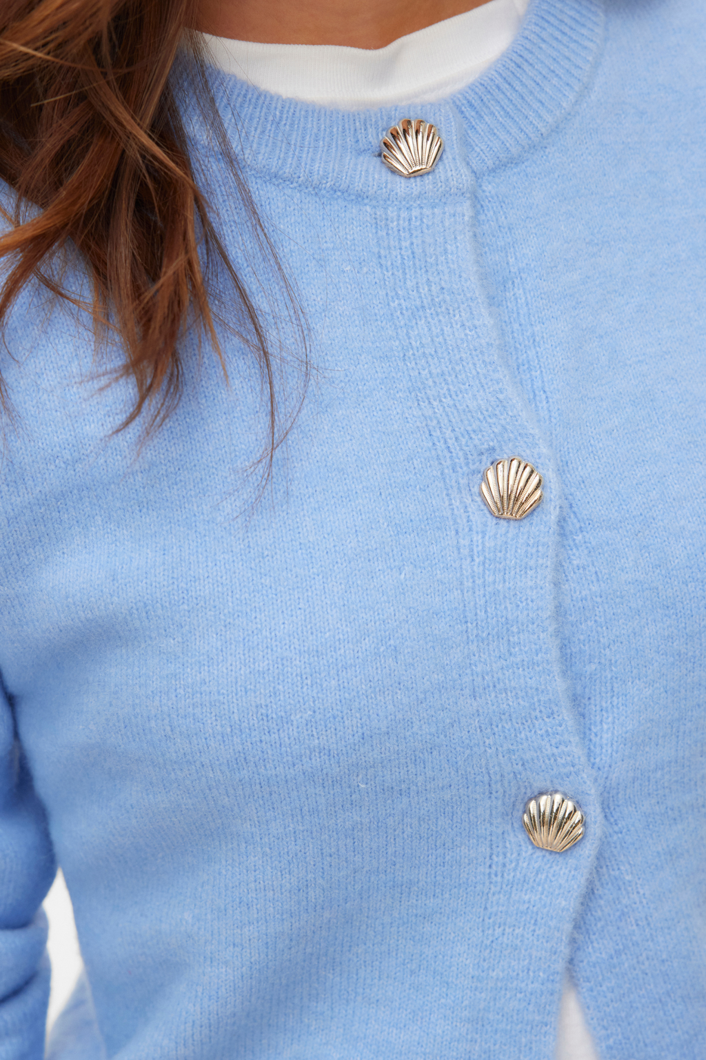 Cardigan court boutonné Fiona - Brunnera Blue Melange