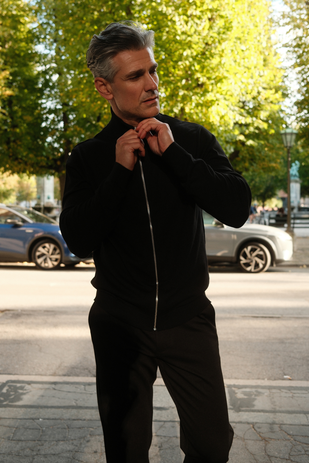 Pullover Zip Cardigan - Black