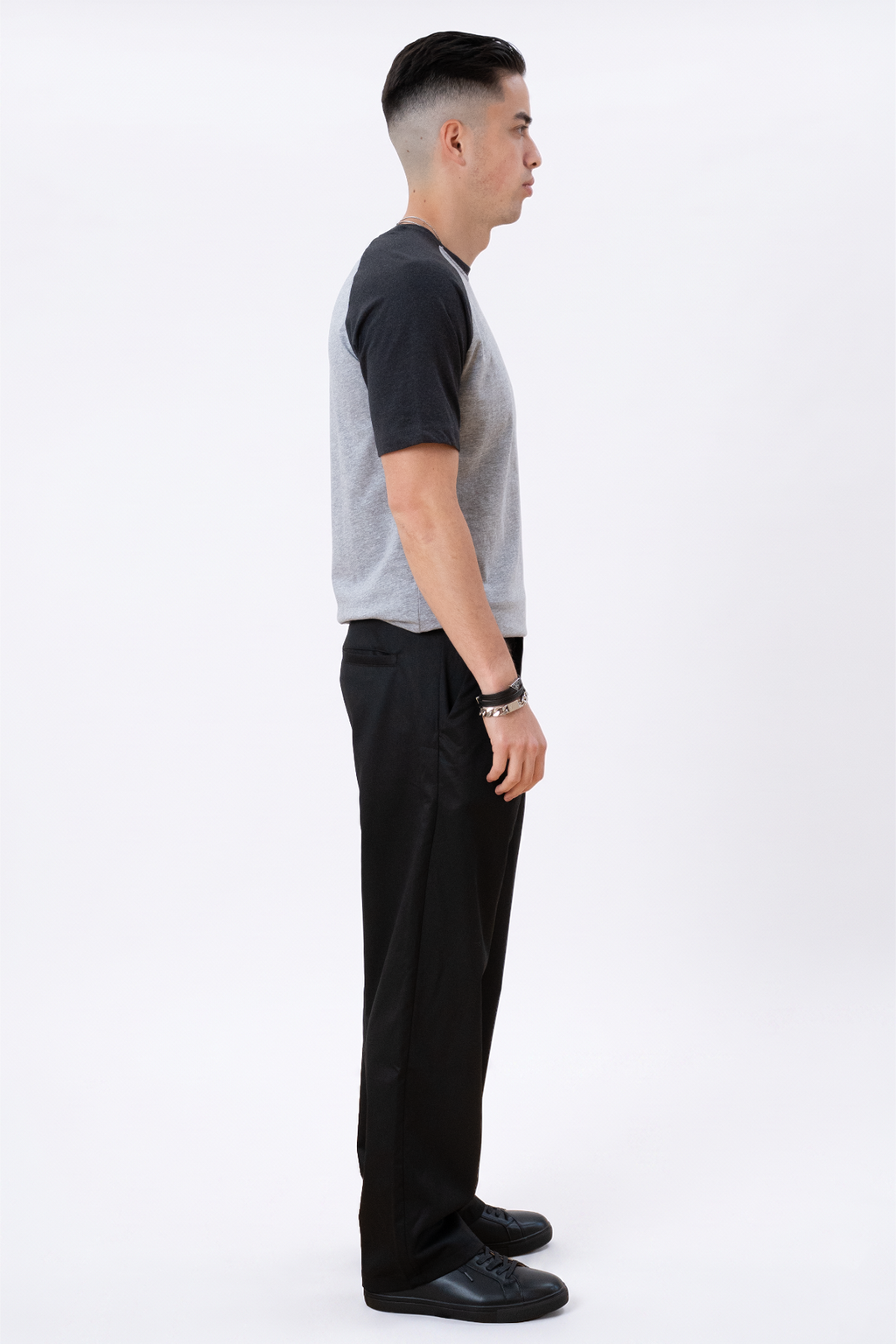 Basic raglan T-shirt - Black-Light Gray