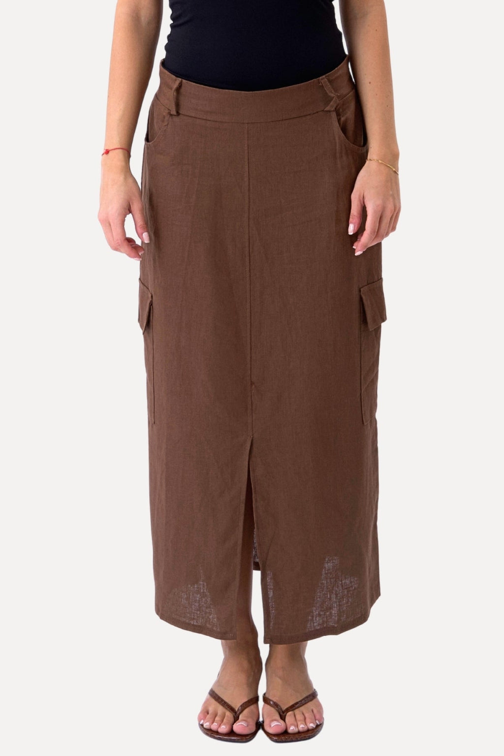 Linen Skirt - Brown
