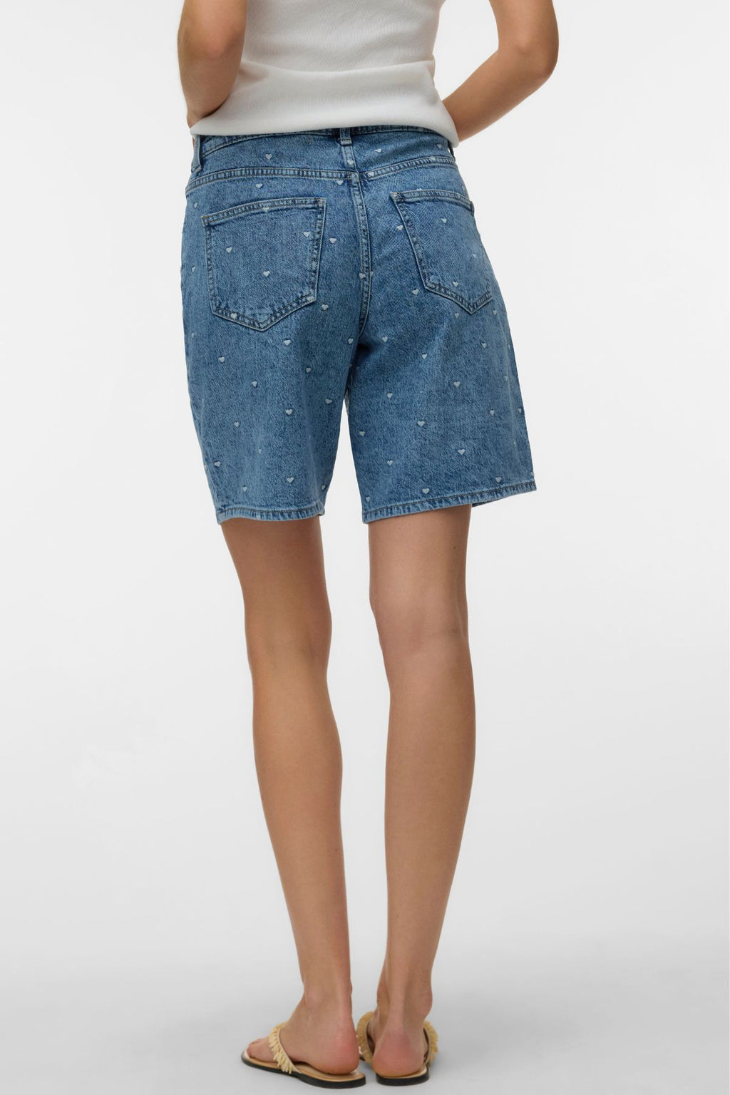 Tess Mr Long Denim Short - Medium Blue Denim - Heart