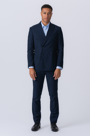 Premium Double-breasted Suit (Navy)