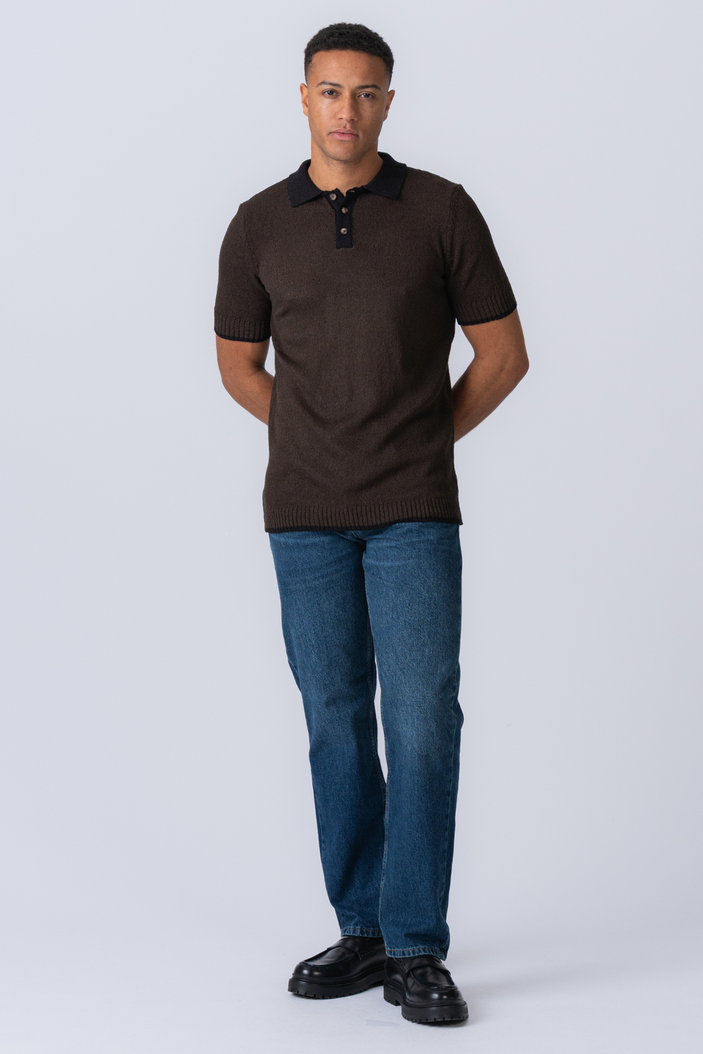Knitted Polo - Brown