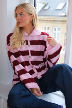 Josie Polo Knit - Pink/ Burgundy