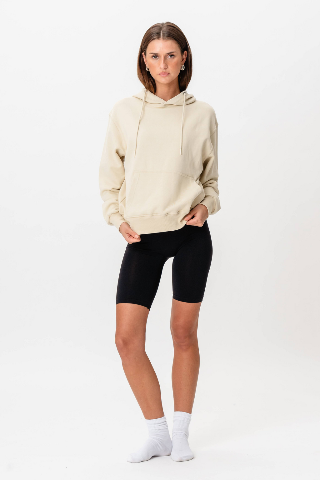 Sweat à capuche lourd - beige