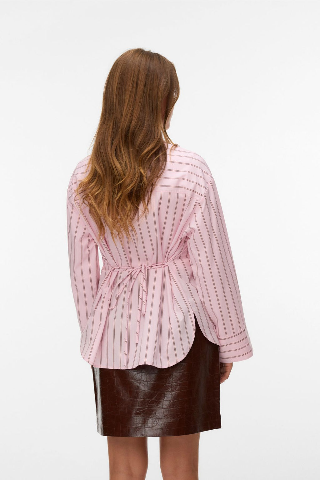 Chemise ceinture Gina - Rayures Pink-A-Boo : Marron cacao/blanc neige