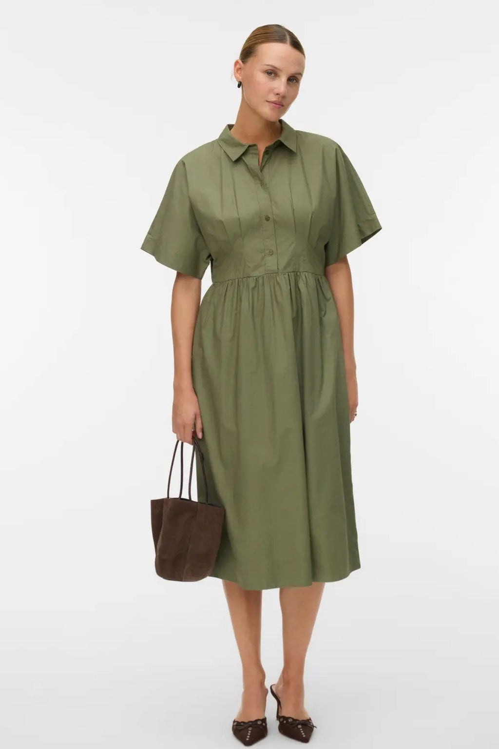 Robe Barbara en veau - Vert lichen profond
