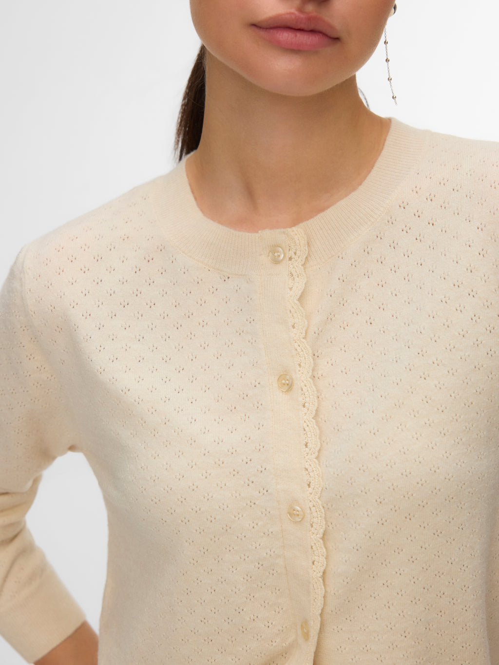 Marina Pointelle Cardigan - Birch