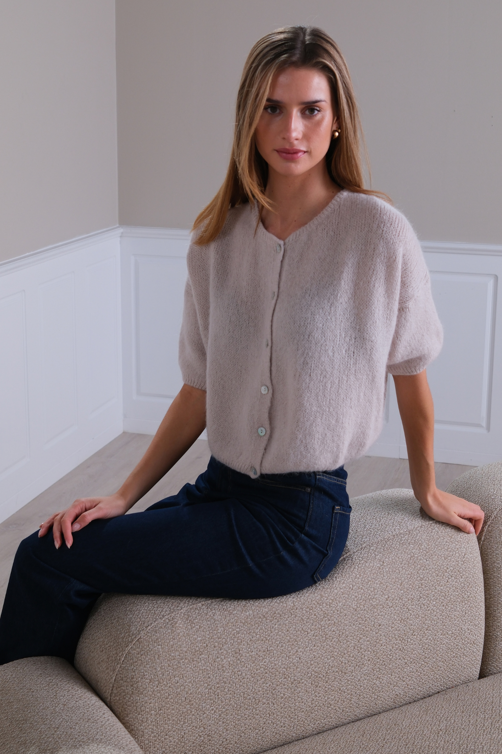 Tricot à manches courtes Mary - Beige