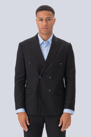 Premium Double-breasted Blazer - Black