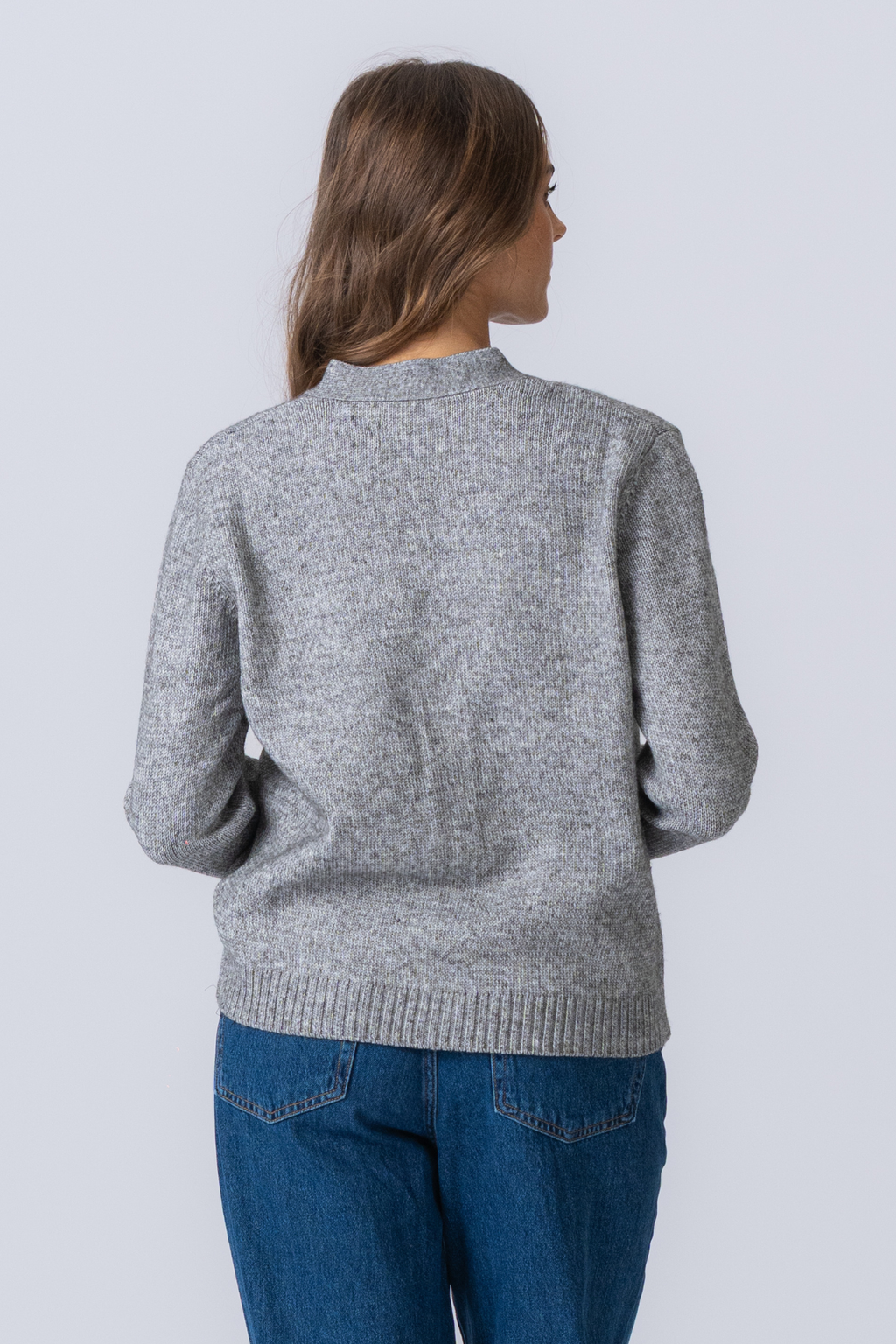 Cardigan tricoté - mélange gris clair