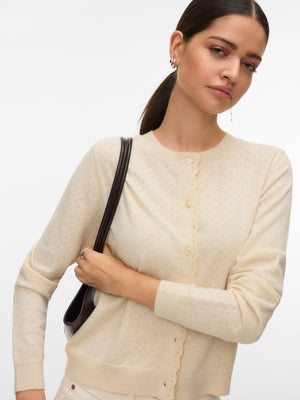 Marina Pointelle Cardigan - Birch