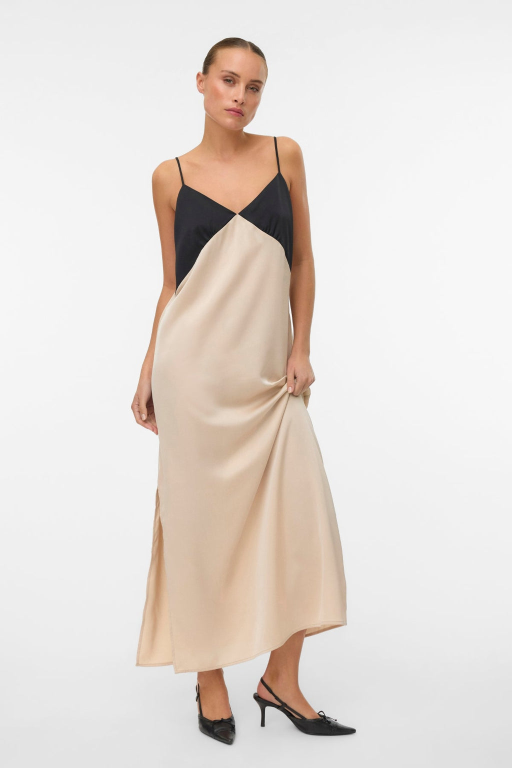 Robe simple à la cheville Joy - Contraste ciment noir