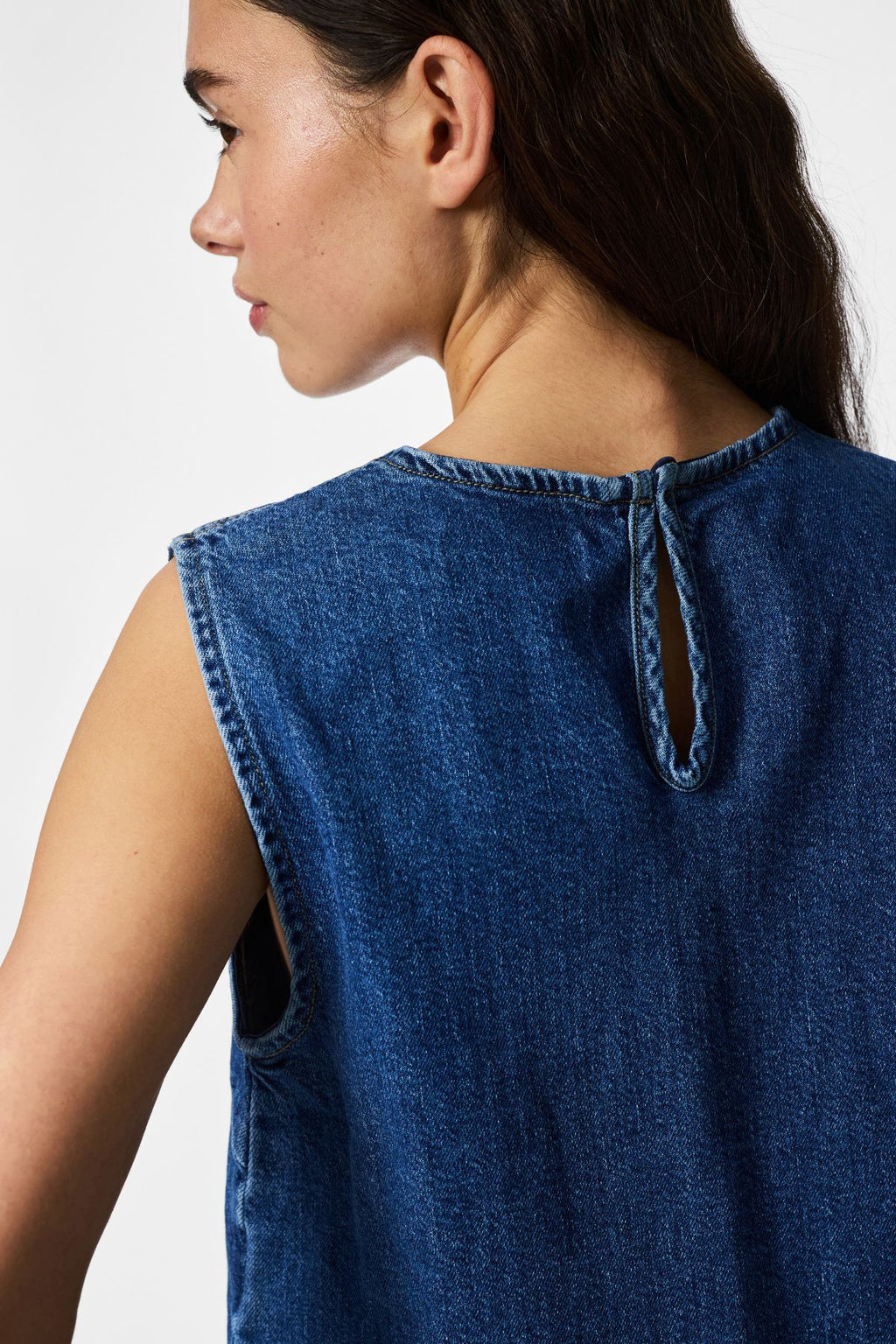 Silke Denim Top - Medium Blue Denim